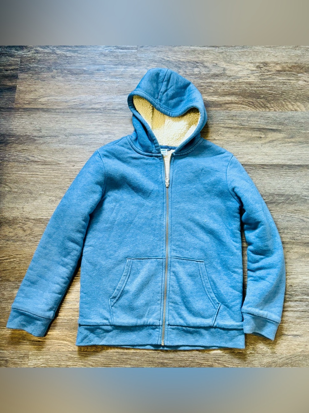 Old Navy Blue Kids Hooded Zip-Up Jacket with Sherpa Lining